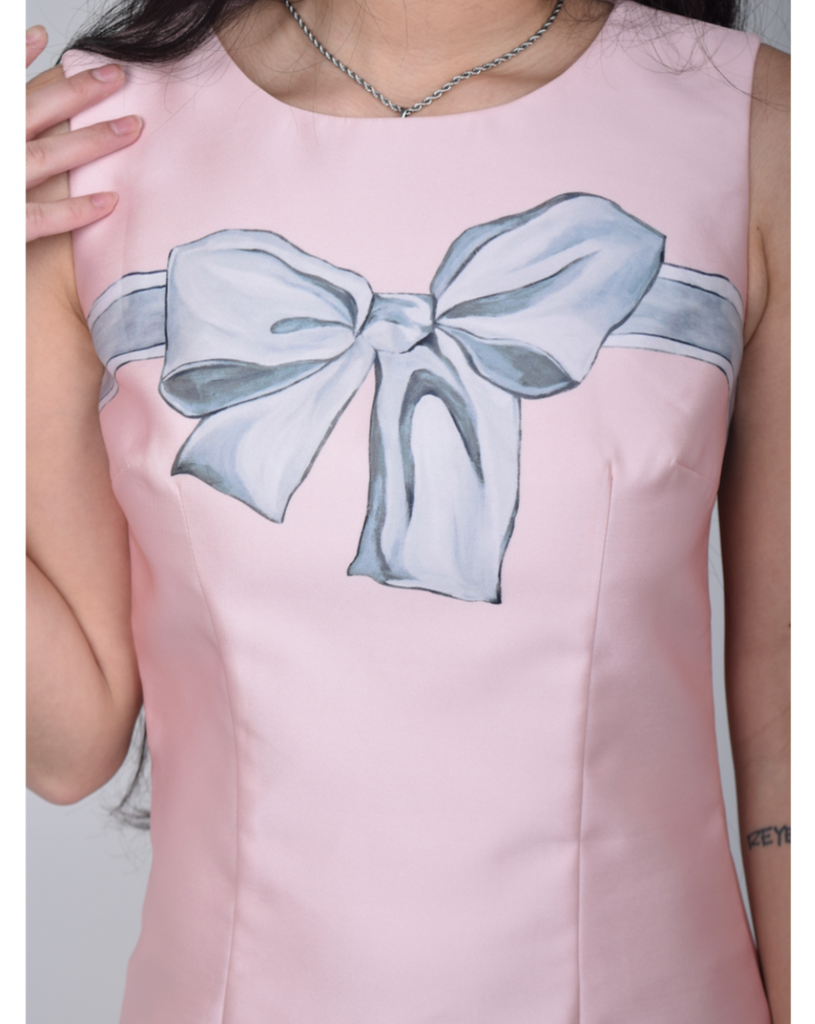 Vintage - Anne Kaelie Baby Pink Bow Dress