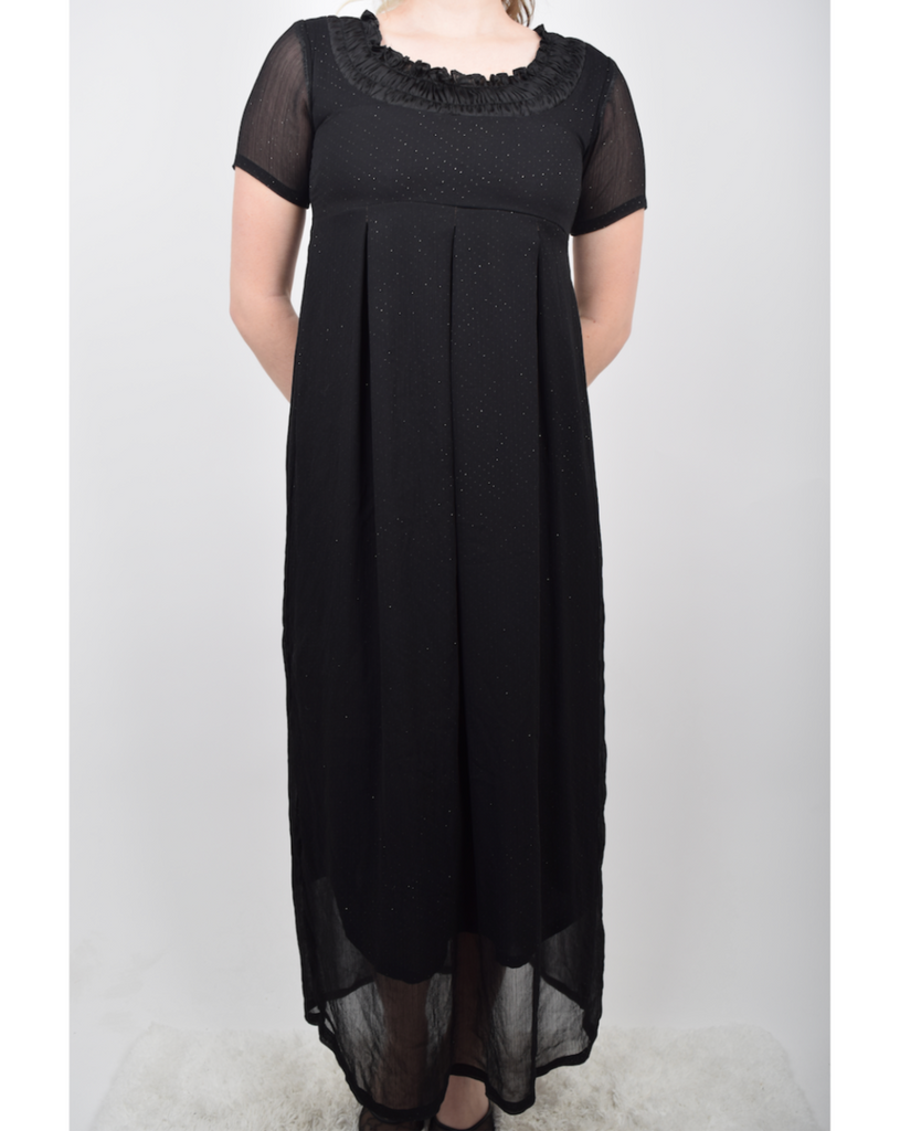 Vintage - Black Empire Waist Pleated Dress