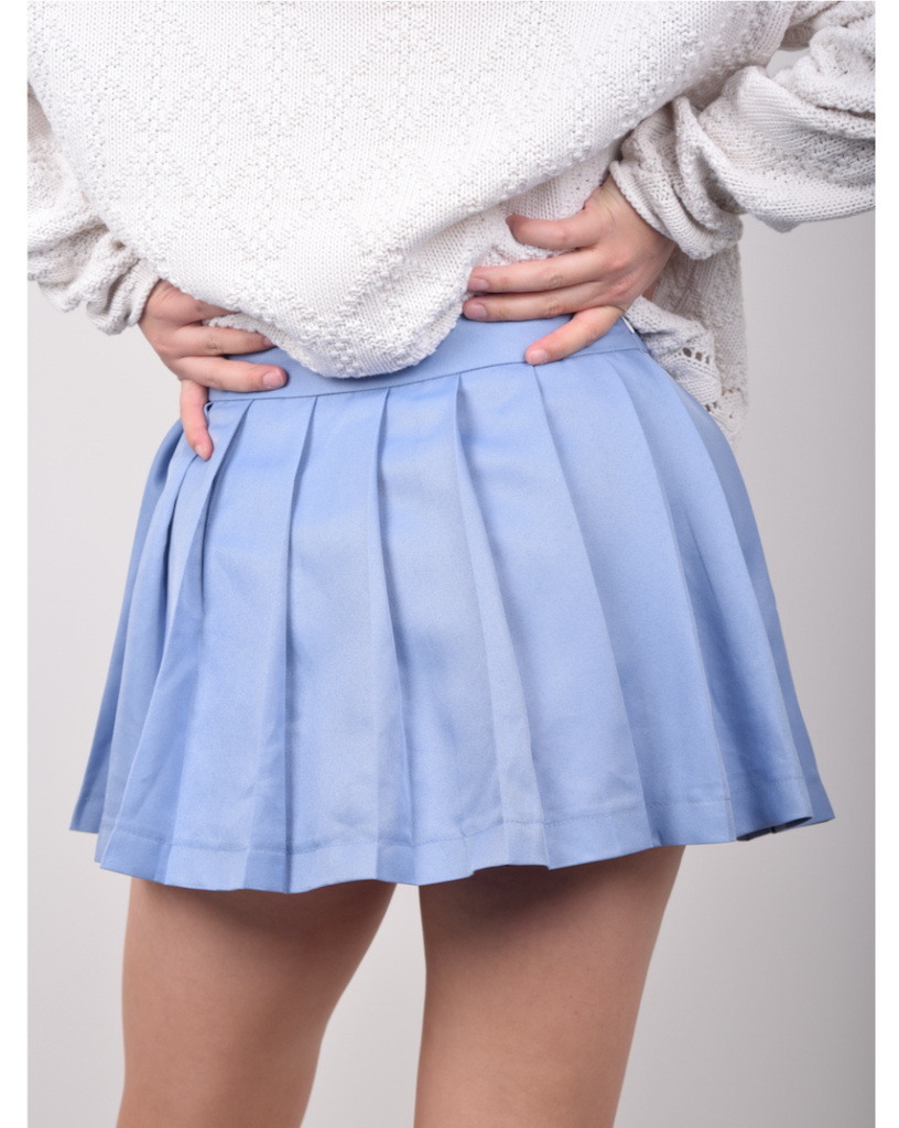 Vintage - Ice Blue Pleated Mini Skirt
