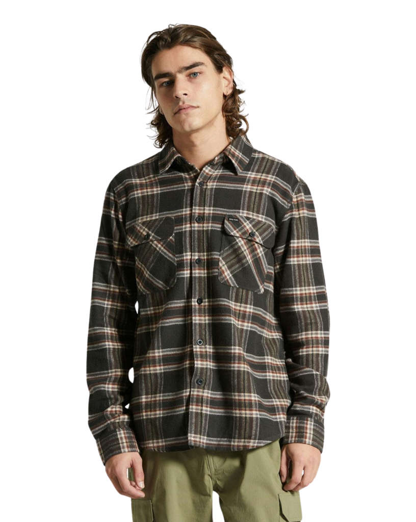 Brixtion - Bowery Flannel Black/Charcoal/Off White