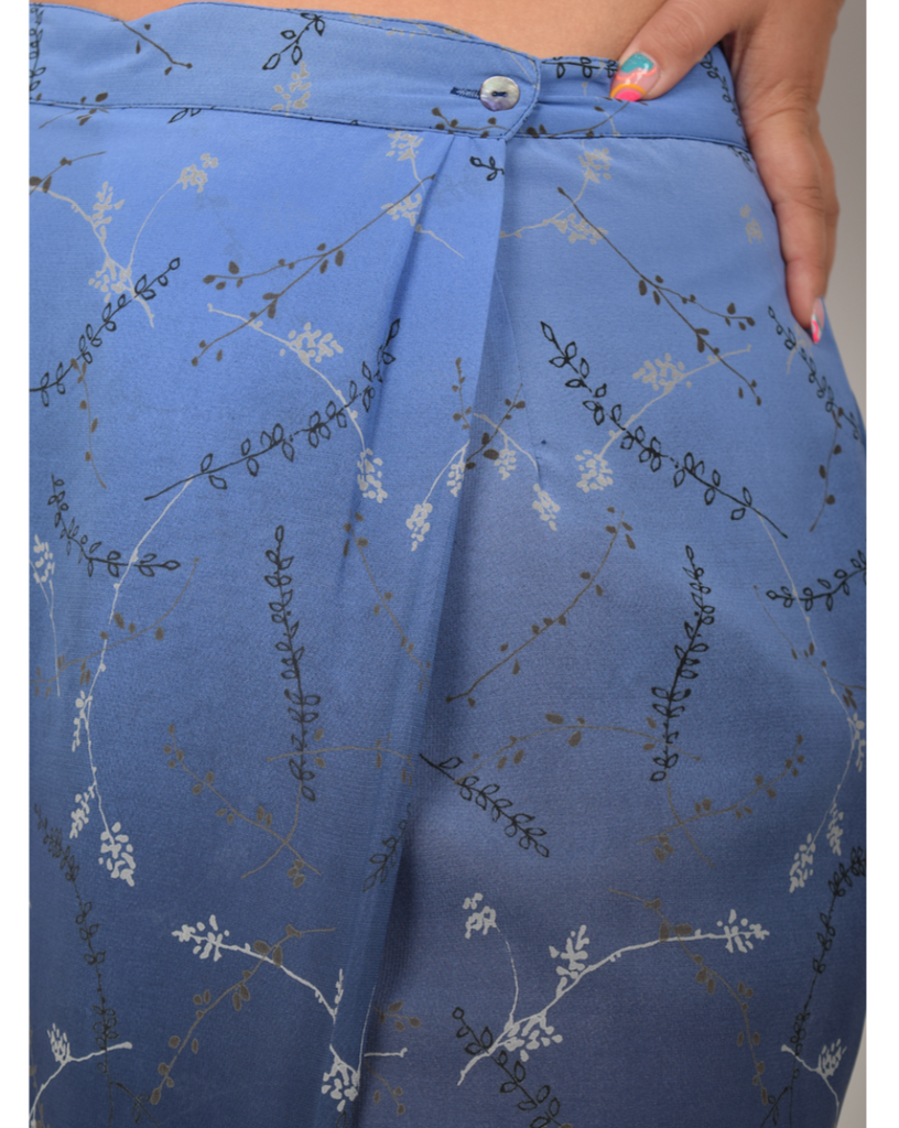 Vintage - Principles Blue Ombré Floral Wrap Skirt