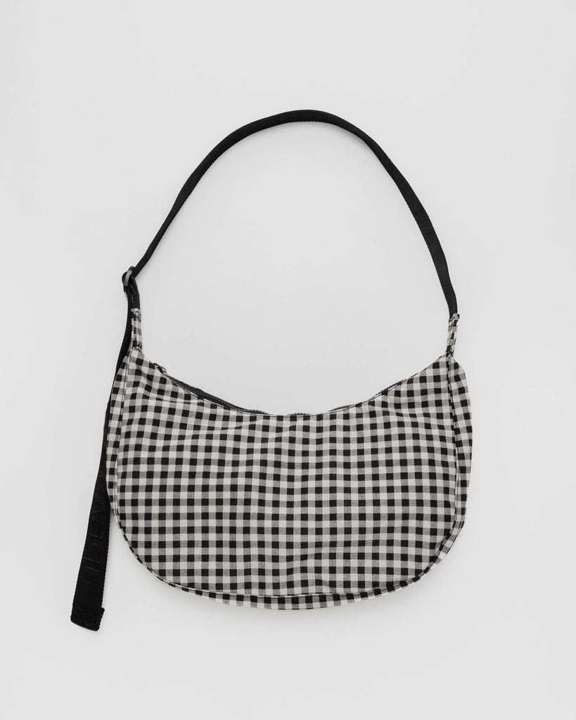 Baggu - Medium Nylon Crescent Bag Black & White Gingham
