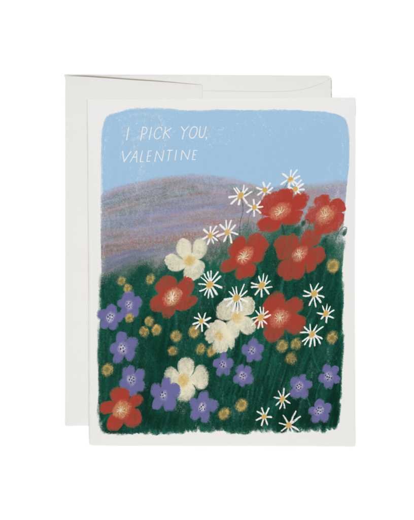 Red Cap Cards - Picking Flowers Card